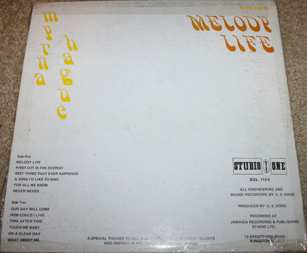 Myrna Hague / Melody Life / Vinyl / Reggae / Dub / Studio